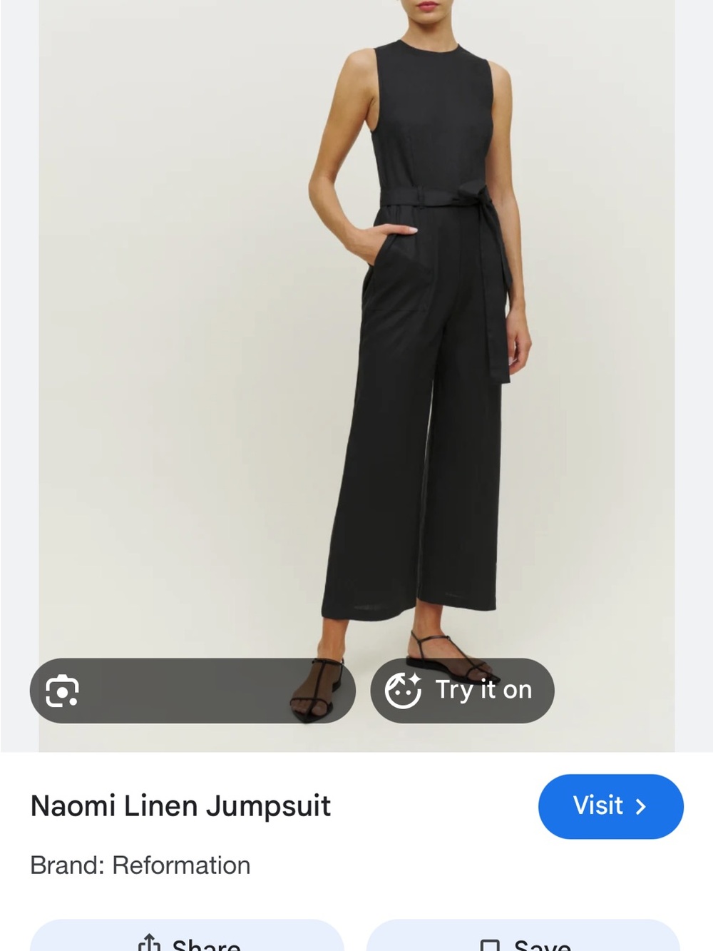 Reformation Naomi Linen Black Jumpsuit